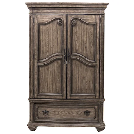 Traditional Armoire with 6 Drawers and 3 Shelves